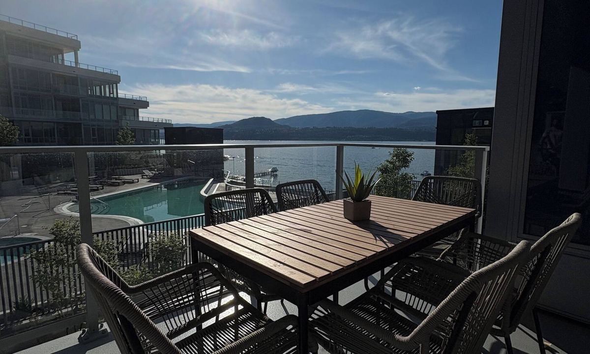South Pandosy Condo | Luxury Lakefront Retreat | Beach, Pool, Hot Tub & Stunning Sunsets
