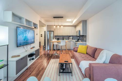 Old Town Apartment | Modern Downtown Condo with Workspace & Balcony