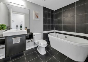Spacious downtown 2-bedroom-highrise with view, pool, gym
