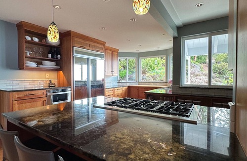 Halfmoon Bay House | 180° Ocean Views: Chef's Kitchen, Hot tub on 6.3 private acres of forest.