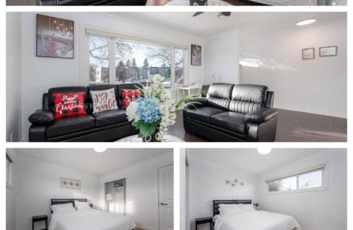 Southeast Calgary Villa | Executive family Relax House New AC 4Bed rooms 4Queen Beds plus Kids play rooms Large Deck Private Backyard 19 minutes YYC 5 minutes Chinook Mall Walk to C Train Free Banff Park