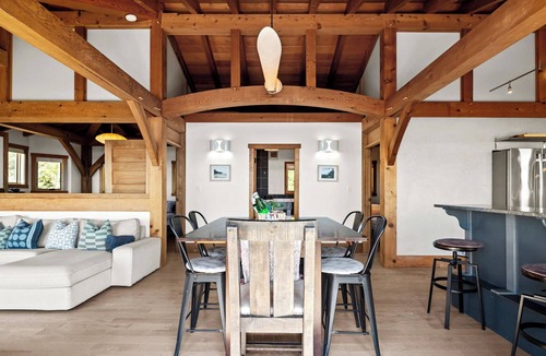 Juan de Fuca Electoral Area House | Mystic Beach Vacation Home-Oceanview modern timberframe with hot tub