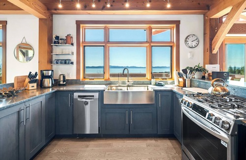 Juan de Fuca Electoral Area House | Mystic Beach Vacation Home-Oceanview modern timberframe with hot tub