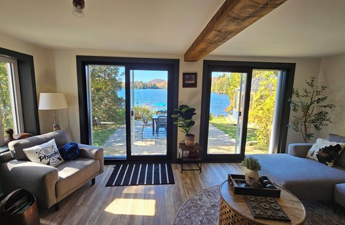 St-Adolphe-d'Howard Ski Chalet | Oh Chalet Calm, with lake view and sandy beach
