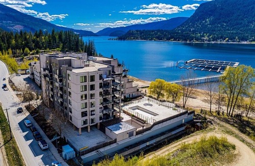 Sicamous Condo | Pool View, West Lakeview 5th Floor condo with boat slip, gym and steam room
