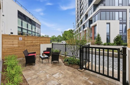 Kitchener Apartment | Stylish 2BR in Station Park. Private Patio. Spa, Gym and Bowling