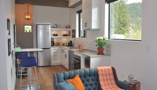 Full apartment with private entry and garage parking in the heart of Rossland.