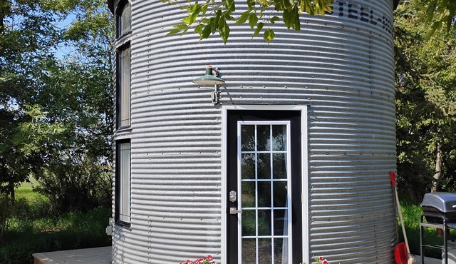 Grainbin converted into cozy house.