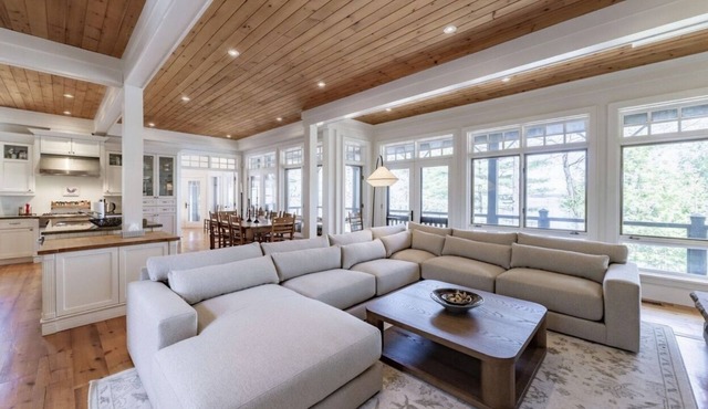Lake Joseph Luxury Rental with 2-story Boathouse. Tennis & Pickleball Optional.