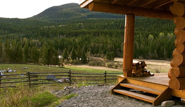 Modern log cabin at private lake