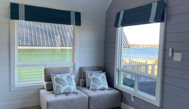 Serene Cove Retreat Blue Cottage-overseeing beautiful Montague River and and peaceful harbor