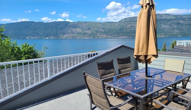 This is an upstairs suite steps from Lake Okanagan